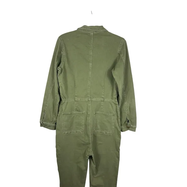 Free People M Army Green Utility Jumpsuit Boiler Suit Coverall Zip Front - Image 6