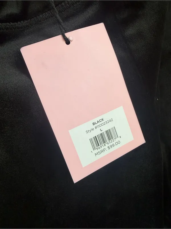 Juicy Couture Black Velour Boot Cut Pants with Rhinestone Logo - Image 4