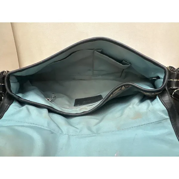 Vintage y2k Coach Soho Patchwork Hobo Bag Signature Jacquard Leather Trim Buckle - Image 9