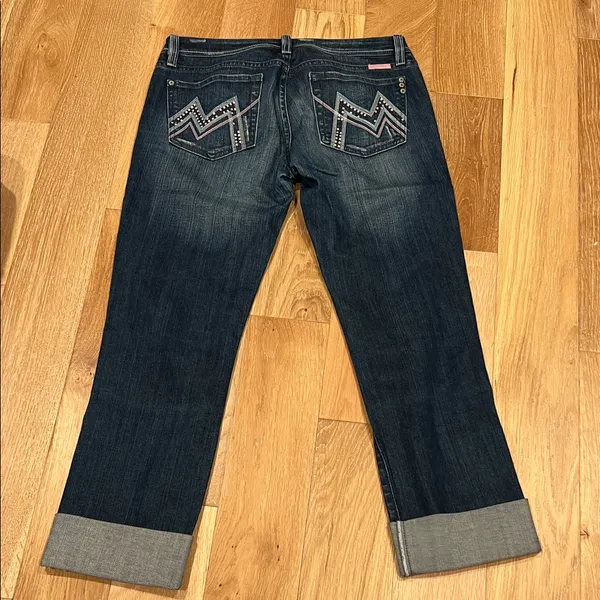 Miss Me Dark Blue cuffed Jeans‎ with Embellished Pockets est 31 - Image 2