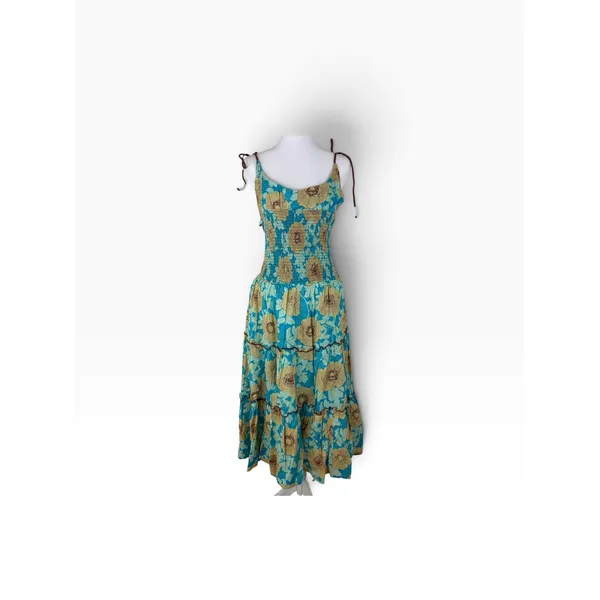 Free People Green Floral Tiered Midi Dress XL NWT Cotton Boho - Image 3