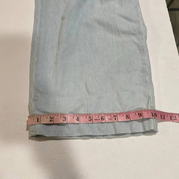 Rag & Bone Denim Jumpsuit Size L Light Wash Tie Waist Utility Wide Leg - Image 9