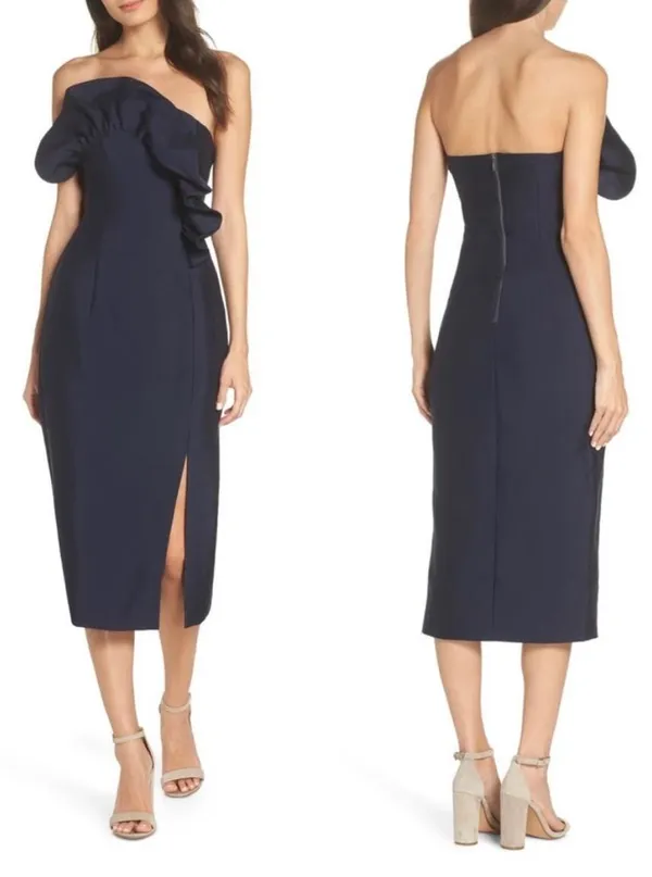 Keepsake Navy Ruffle Midi Dress - Image 10