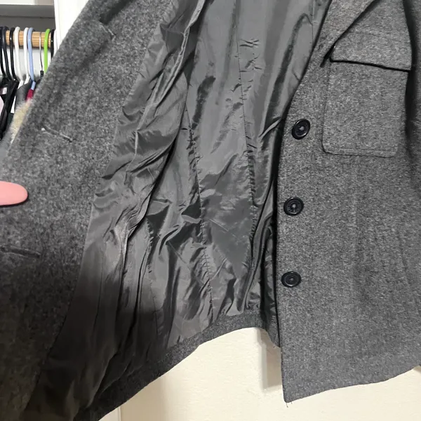 American Eagle Gray Wool Coat Jacket Womens‎ Large Button Front Peacoat Military - Image 5