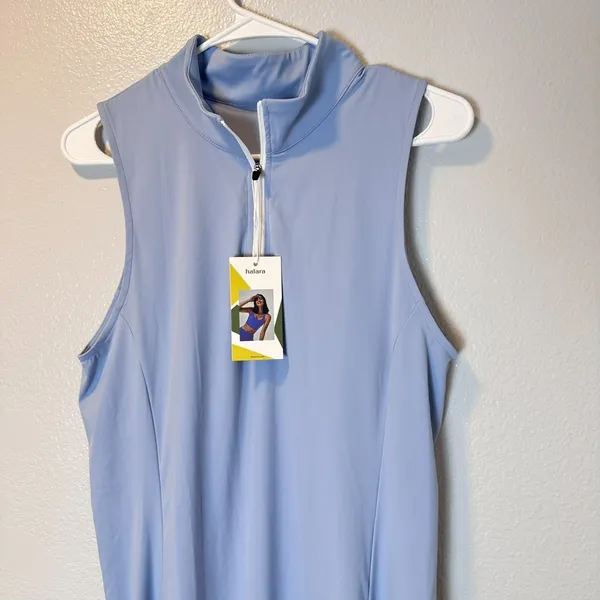 NEW Halara Size-XL Set Dress Short Collared Half‎ Zip Tennis Golf Sky Blue - Image 6