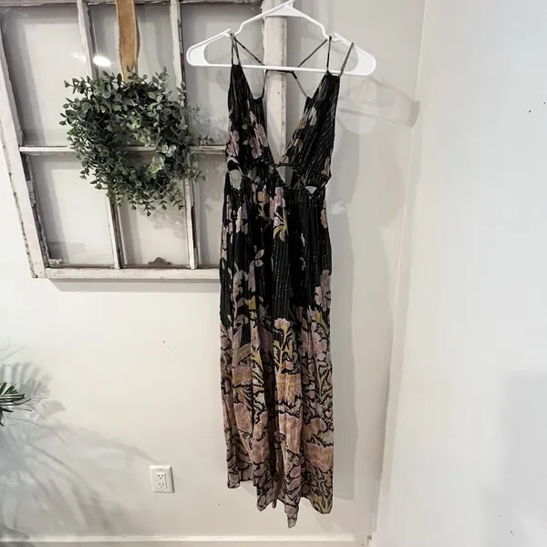 Anthropologie Cutout Maxi Dress Sheer Black Motif Size‎ XS Cover Up Boho - Image 7