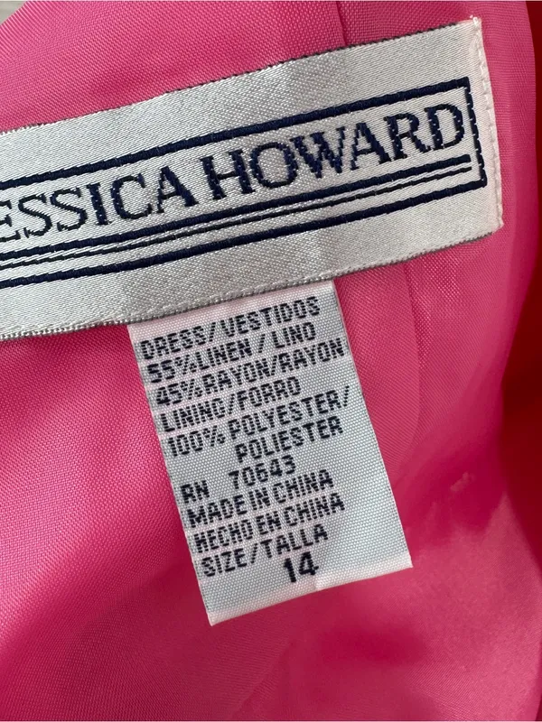 Jessica Howard Linen Blend Pleat Waist‎ Open Back Halter Maxi Dress Pink 14 - Image 10