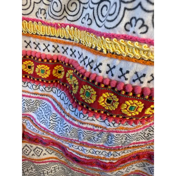 Free People Vintage Boho‎ Dress 2 Knit Bodice Fit Flare Festival Embroidered - Image 5