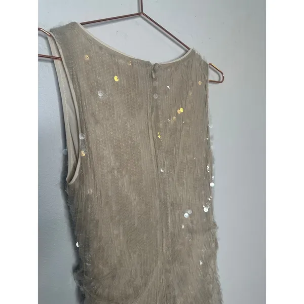 STAUD Off-White Sequin Mini Sleeveless Cocktail Eton Sparkle Dress size Small - Image 16