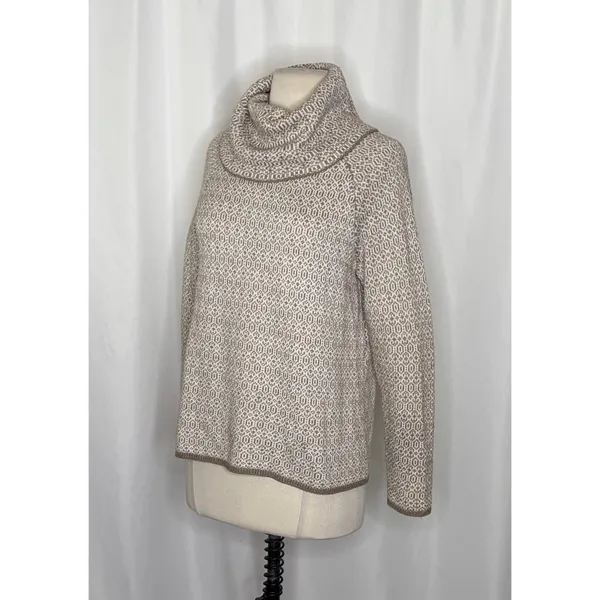 TOMMY BAHAMA Wool Blend Cowl Neck Sweater‎ Coastal Geometric Raglan Knit Small - Image 5
