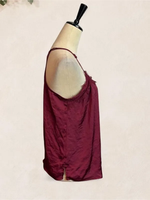 Nine West Wine Lace-Trim Satin Camisole - Image 5
