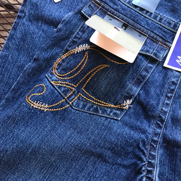 Amazing Y2k Nwt Blue Dark Wash Fubu Embroidered Denim Jeans - Image 5