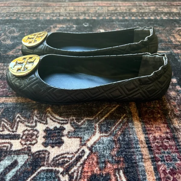 Tory Burch black quilted round toe flats Minnie travel slip on shoes‎ - Image 6