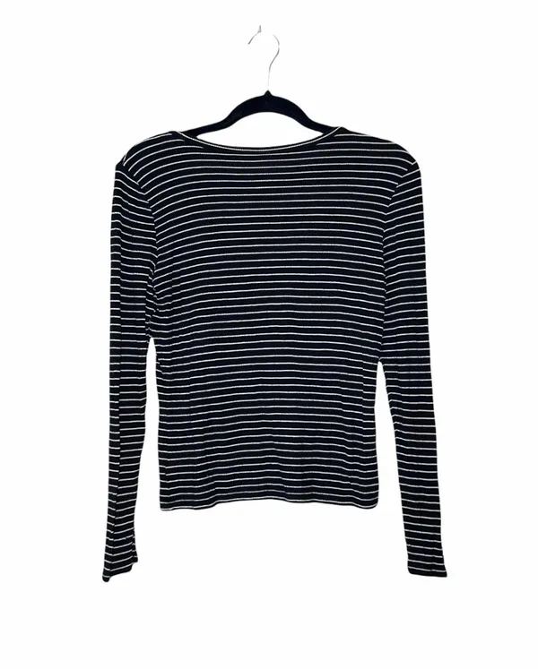 American Eagle Black Soft & Sexy Striped Rib Tee - Image 2