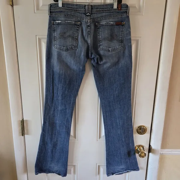 7 For All Mankind Rocker Jeans Womens 31 (34x33.5) Made USA Denim Y2K Low Rise - Image 2