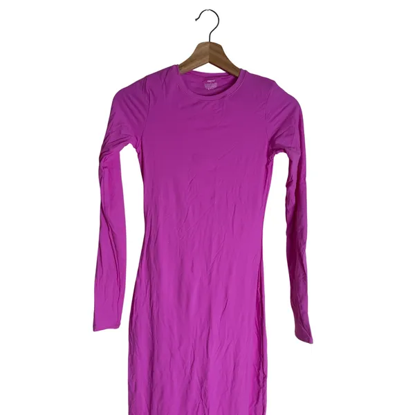 SKIMS Fits Everybody Crew Neck Long Sleeve Dress Neon Orchid Small - Image 2