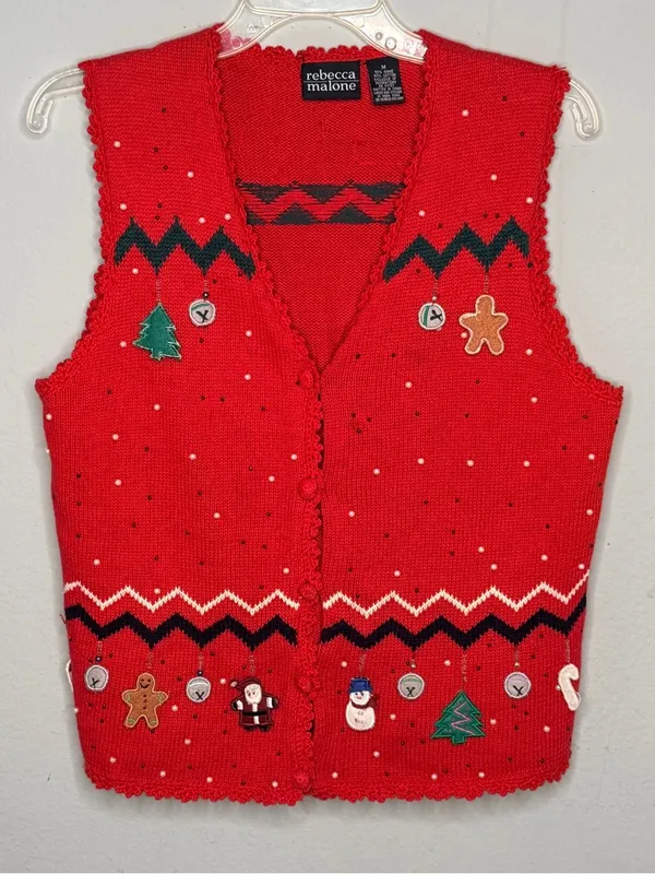 Vintage Rebecca Malone Christmas Sweater Vest - Image 5