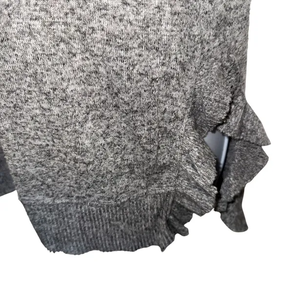 ANTHROPOLOGIE POSTMARK Oversized Marbled Gray Ruffled Trim Gia Sweater‎ Medium - Image 5
