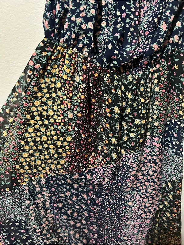 Lulus Neva Navy Floral Off Shoulder Maxi Dress Small Boho Garden Party - Image 5