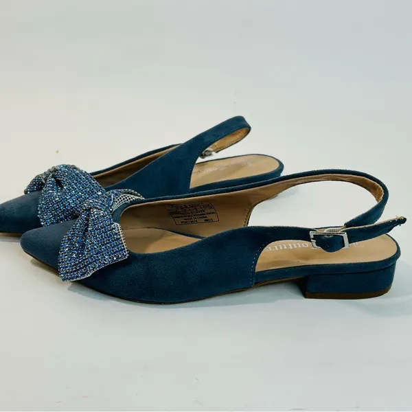 Juicy Couture “Chessa” Blue Suede Slingback Flats with Rhinestone Bows size 7 - Image 8