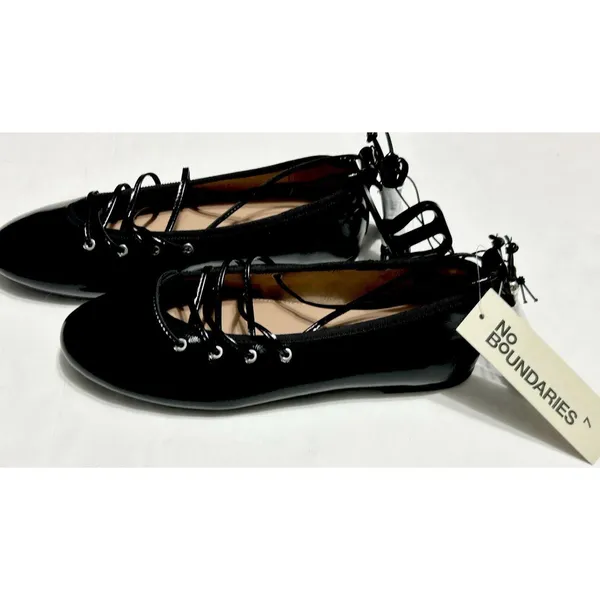 No Boundaries Corset Ballet Flats Black Lace Up Ankle Tie Womens Shoes Sz 7 NWOB - Image 6