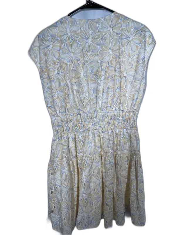 Joie Womens Yellow Orange Floral Eyelet Mini Dress Medium - Image 4