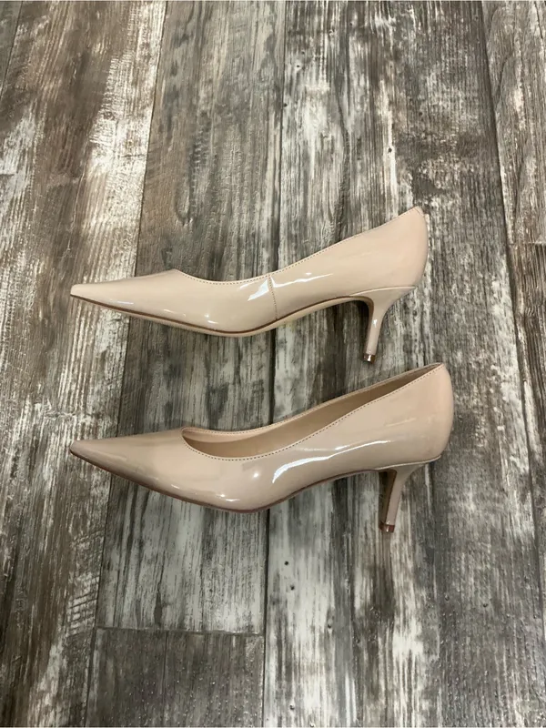Marc Fisher Beige Patent Pointed-Toe Kitten Heel Pumps - Image 15