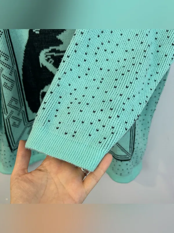 Vintage Honors Plus Teal Blue/Black Crewneck Bears and Polka Dot Sweater Size XL - Image 9