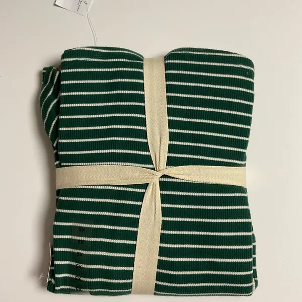 American Eagle Outfitters Green‎ and White Striped Waffle PJ Set Size XS - Image 2