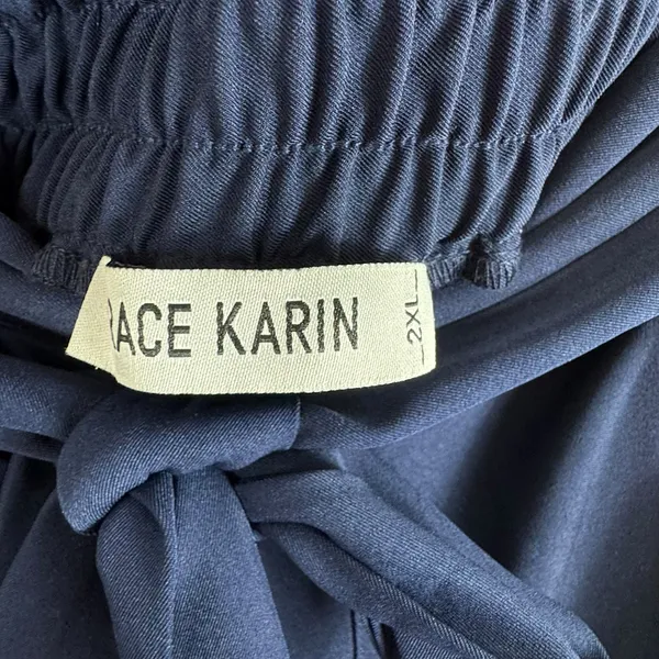 Grace Karin NWT Navy‎ Blue High Rise Paperbag Skinny Cropped Belted Pants Sz 2XL - Image 6