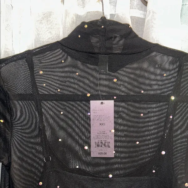 NWT Wild Fable Size XXS Black Long Sleeve Jeweled Dress - Image 8