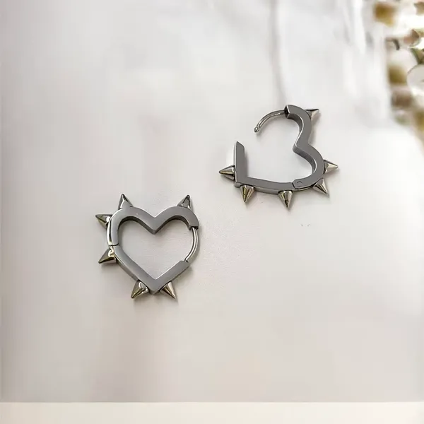 Spike Heart Stud Earrings for Men Women Streetwear Punk Hip Hop Unisex Style - Image 4