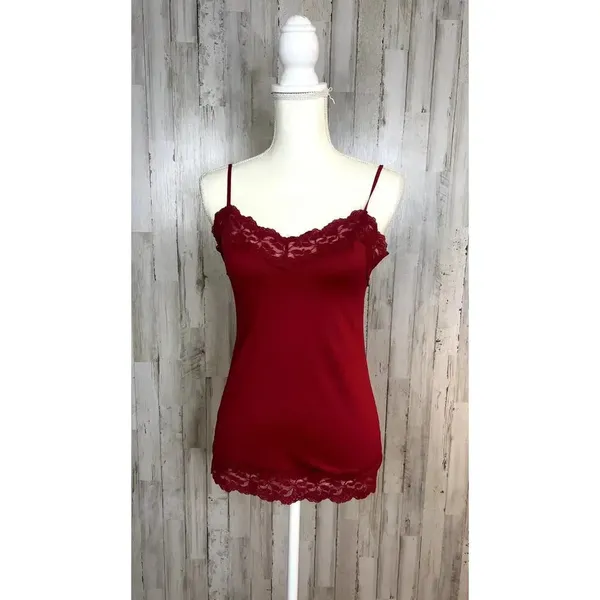 White House‎ Black Market Women’s Size Small Red Lace Camisole Tank Top - Image 2