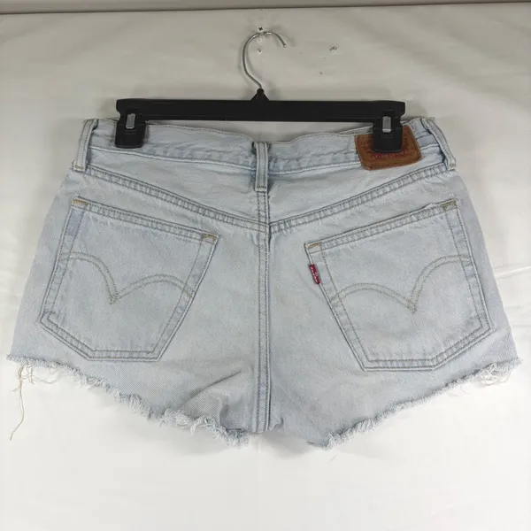 Levis 501 Original Light Denim Cut Off‎ Short High Rise Button Fly Momcore 27 - Image 12
