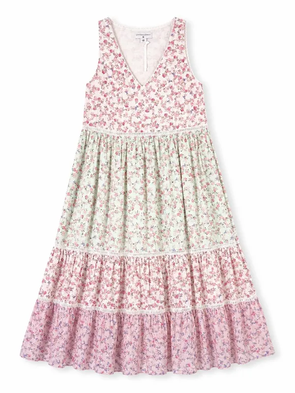 LoveShackFancy for Target Camille Babydoll Dress XS Pink Floral Lace Tiered - Image 2
