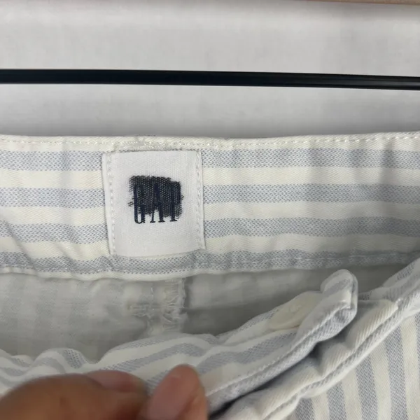 Gap Slim City Cropped‎ Pants Womens 8 White Blue Striped Cotton Tapered Leg - Image 4