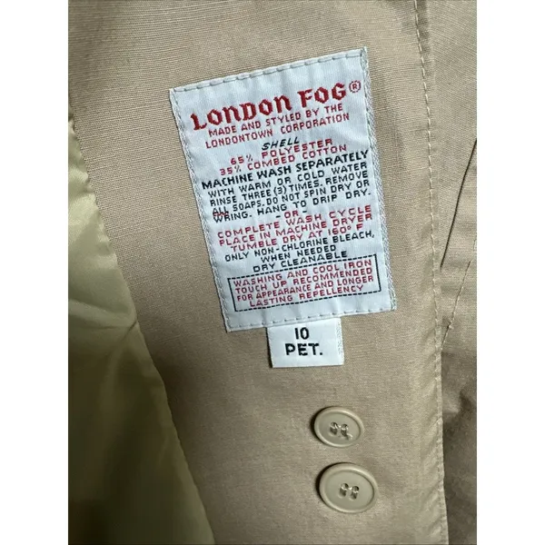 Vintage‎ 1970's Womens 10 Petite London Fog Maincoat Trenchcoat Hooded Beige - Image 3