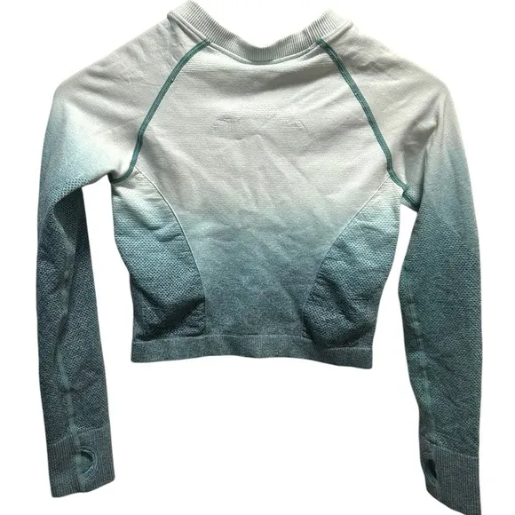 Source Unknown Women's Gradient Long Sleeve ombre turquoise Top - Image 2
