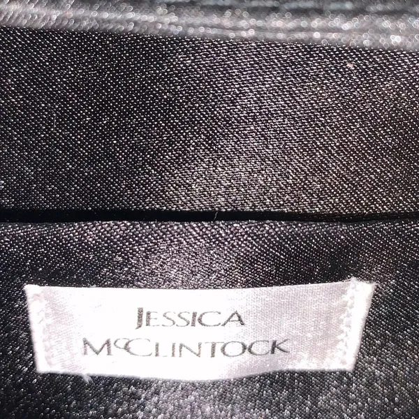 Jessica McClintock Black Satin Box‎ Clutch Purse Tassel & Rope Strap Evening Bag - Image 7