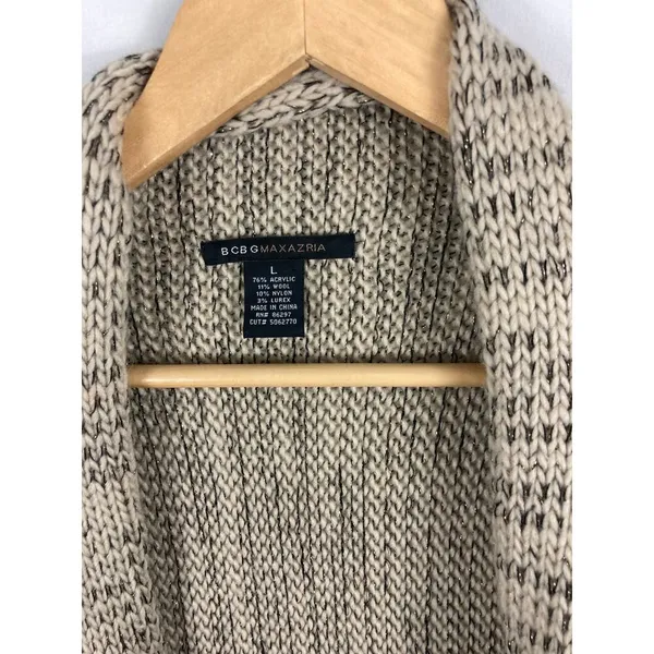 BCBGMaxazria Knit Open Front Wool Blend Cardigan Sweater Size Large - Image 3