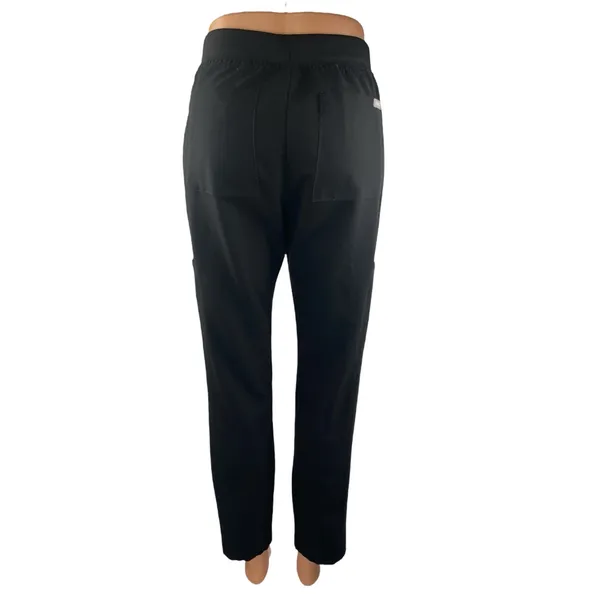 Figs Women's Black Drawstring Mid Rise Tapered Medical Nurse Scrub Pants Size XS - Image 3