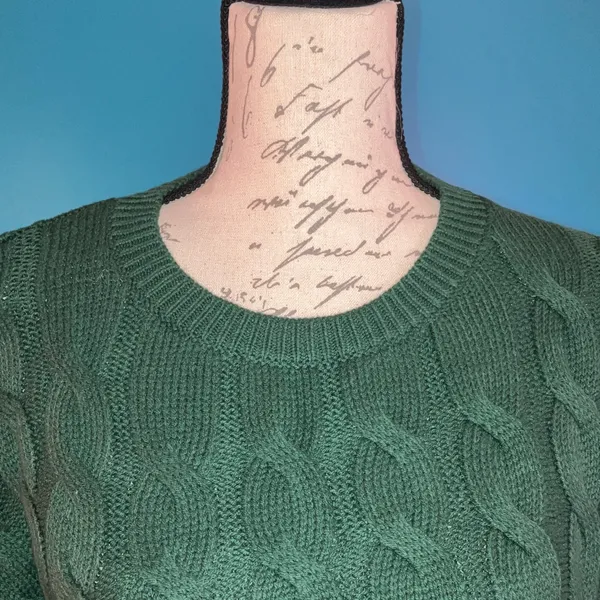 NWT ANRABESS Green Cable Knit Sweater, Large - Image 2