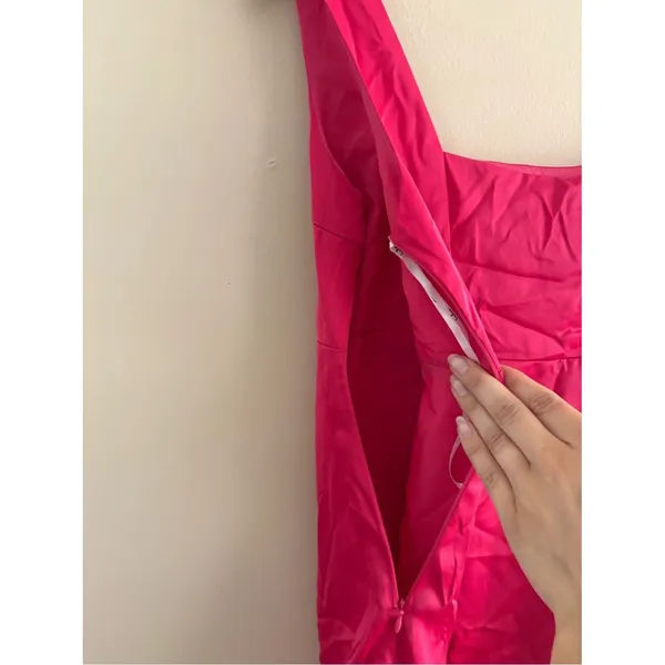 Lulus Truly the Cutest Hot Pink Satin Square Neck Mini Dress Size Small Cocktail - Image 9