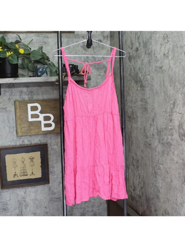 NWT Miken Juniors Tiered Dress Swim Cover Up I9672P544 Hot Pink Lurex XL - Image 3