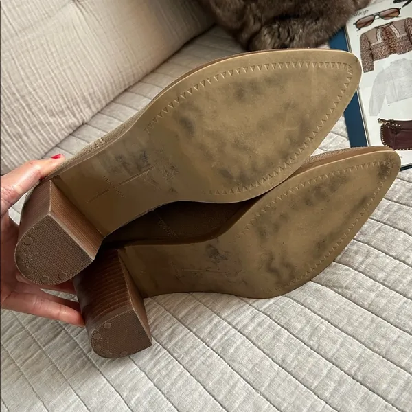 Anthropologie Dolce Vita tan suede leather western pointed toe block heeled booties 11 - Image 10