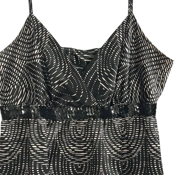 Express Women's‎ L Black Sequin Trim Tank Top Sleeveless Casual - Image 2