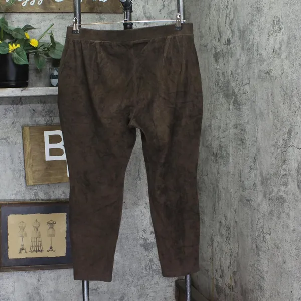 Lands' End Womens Sport Knit High Rise Corduroy Leggings Rich Coffee Brown PL - Image 2