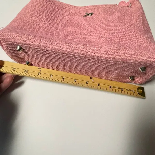 Betmar pink woven satchel or top handle bag. - Image 9