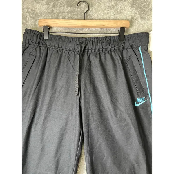 Vintage Nike Track Pants Black Blue Swoosh Y2K Windbreaker Athletic XL New - Image 2