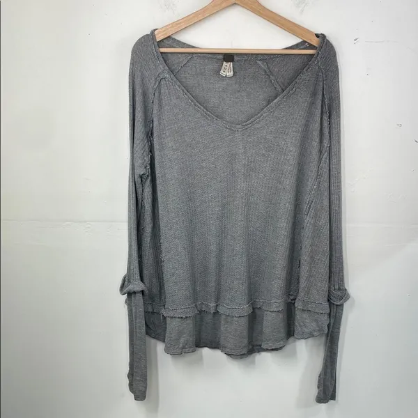 Free People We The Free Laguna Thermal Tunic Top Gray Size Medium oversized - Image 3